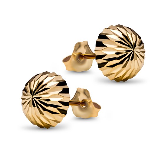 14k Gold Small Diamond Cut 8 mm Domed Post Earrings 14k Gold Small Diamond Cut 8 mm Domed Post Earrings